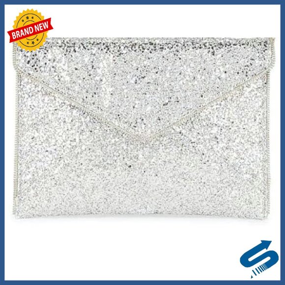 Real Leather Envelope Clutch with 6 Card Slots, Magnetic Closure